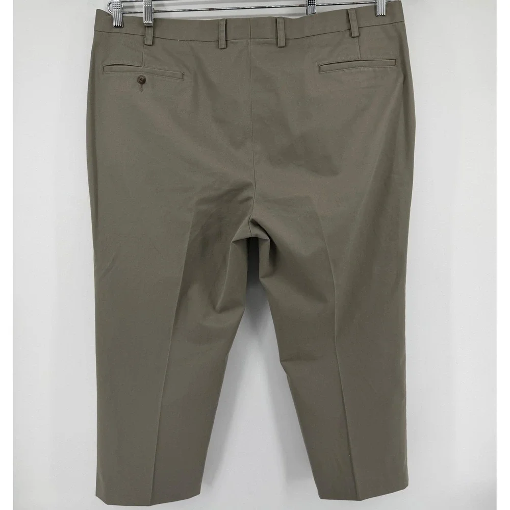 Orvis Pants Men 46 Olive Drab Chino Flat Front Twill Straight Leg Trouser Hemmed